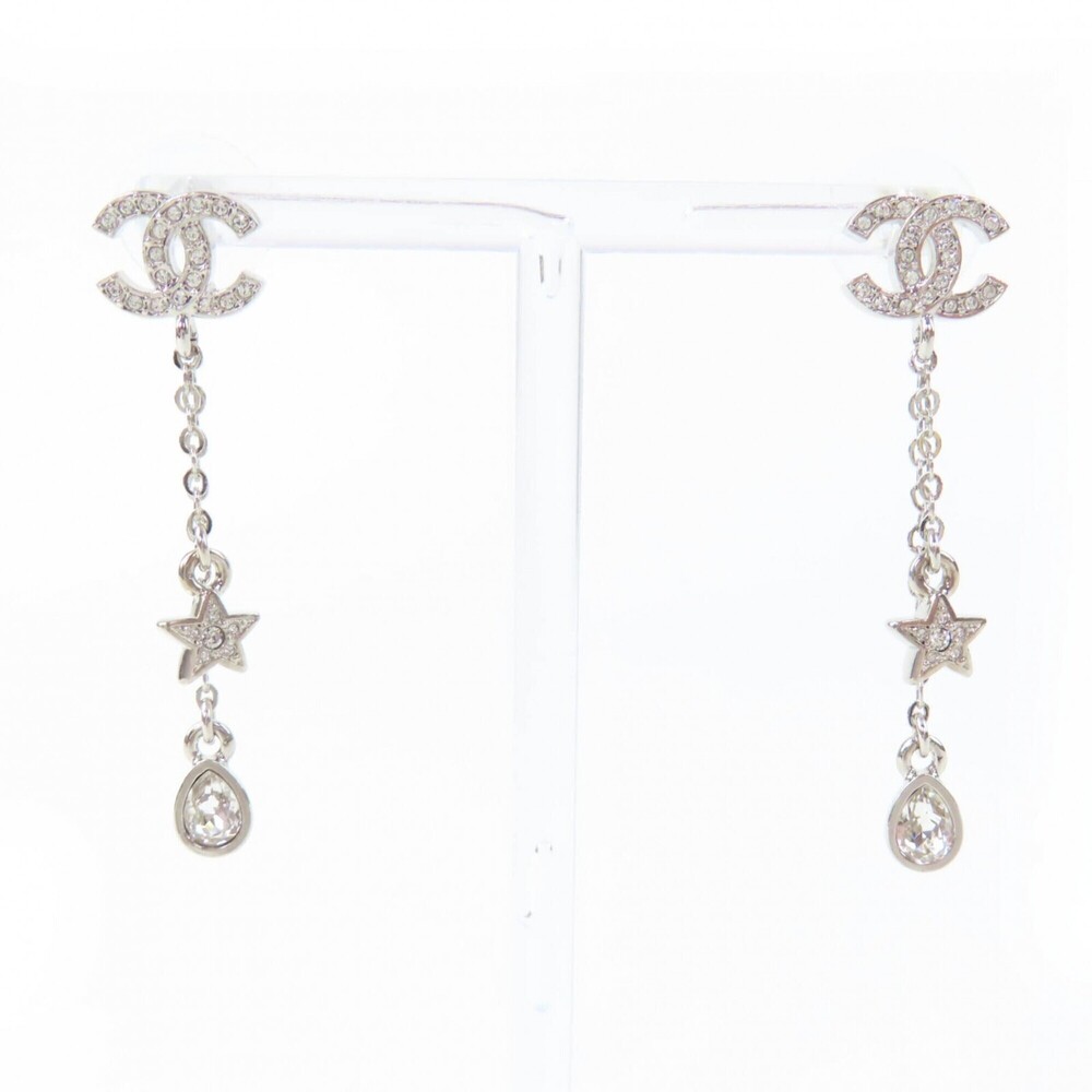 CHANEL C26C Coco Mark Star Rhinestone Earrings, Silver, Made in France, 2026 ...